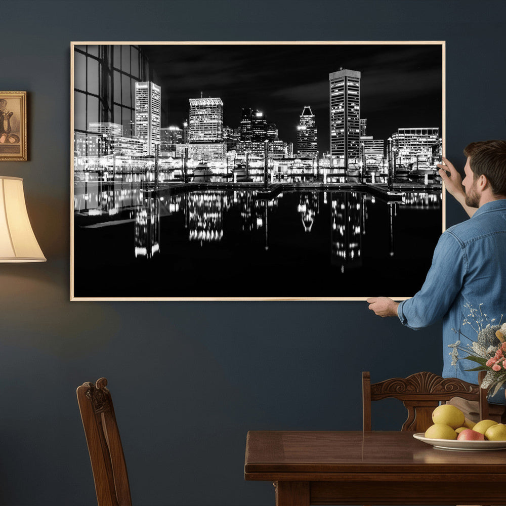 Baltimore Skyline Wall Art Canvas Print, Baltimore Downtown