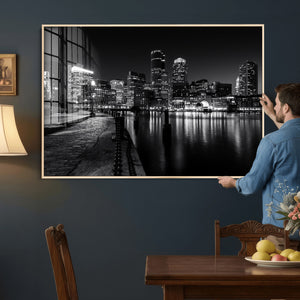 Boston Wall Art Canvas Print, Boston City Downtown Night