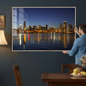 Chicago Wall Art Canvas Print - Chicago City Downtown Night