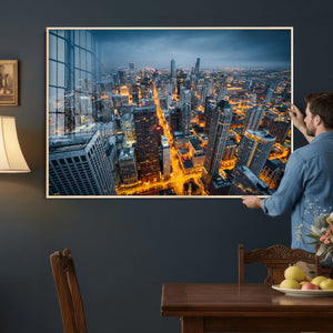 Chicago Wall Art Canvas Print - Chicago City Downtown Night