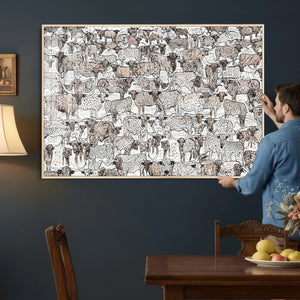 Abstract Texas Cow Wall Art Canvas Print - Farm Longhorn