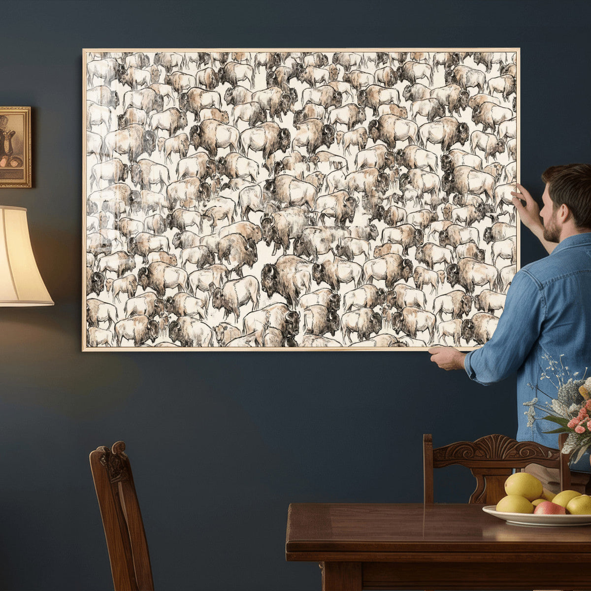 American Bison Canvas Print - Abstract Buffalo Wall Art