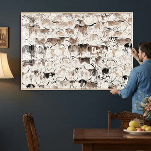 Abstract Texas Cow Canvas Print for Cabin and Western Home