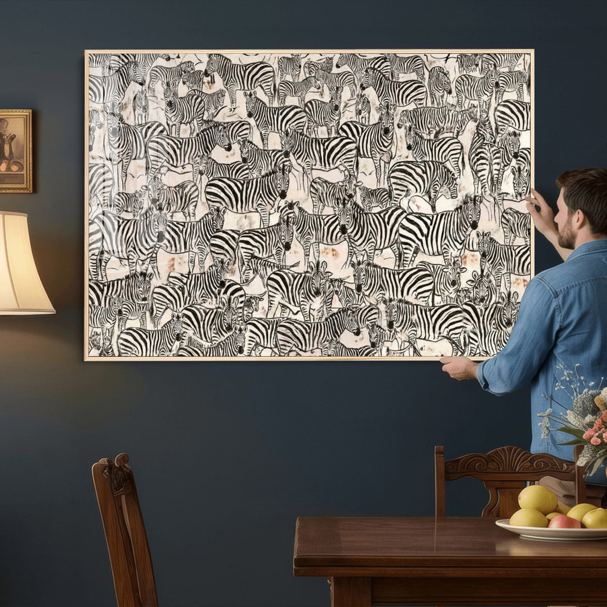 Abstract Zebra Wall Art Canvas Print for Farmhouse Decor