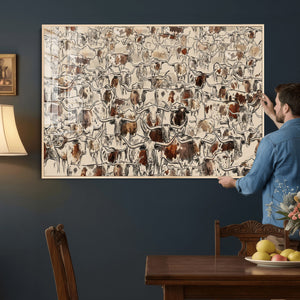 Abstract Longhorn Wall Art Canvas Print - Farm Animal