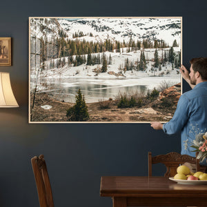 Snowy Mountain Landscape Wall Art Canvas Print, Alpine Pine