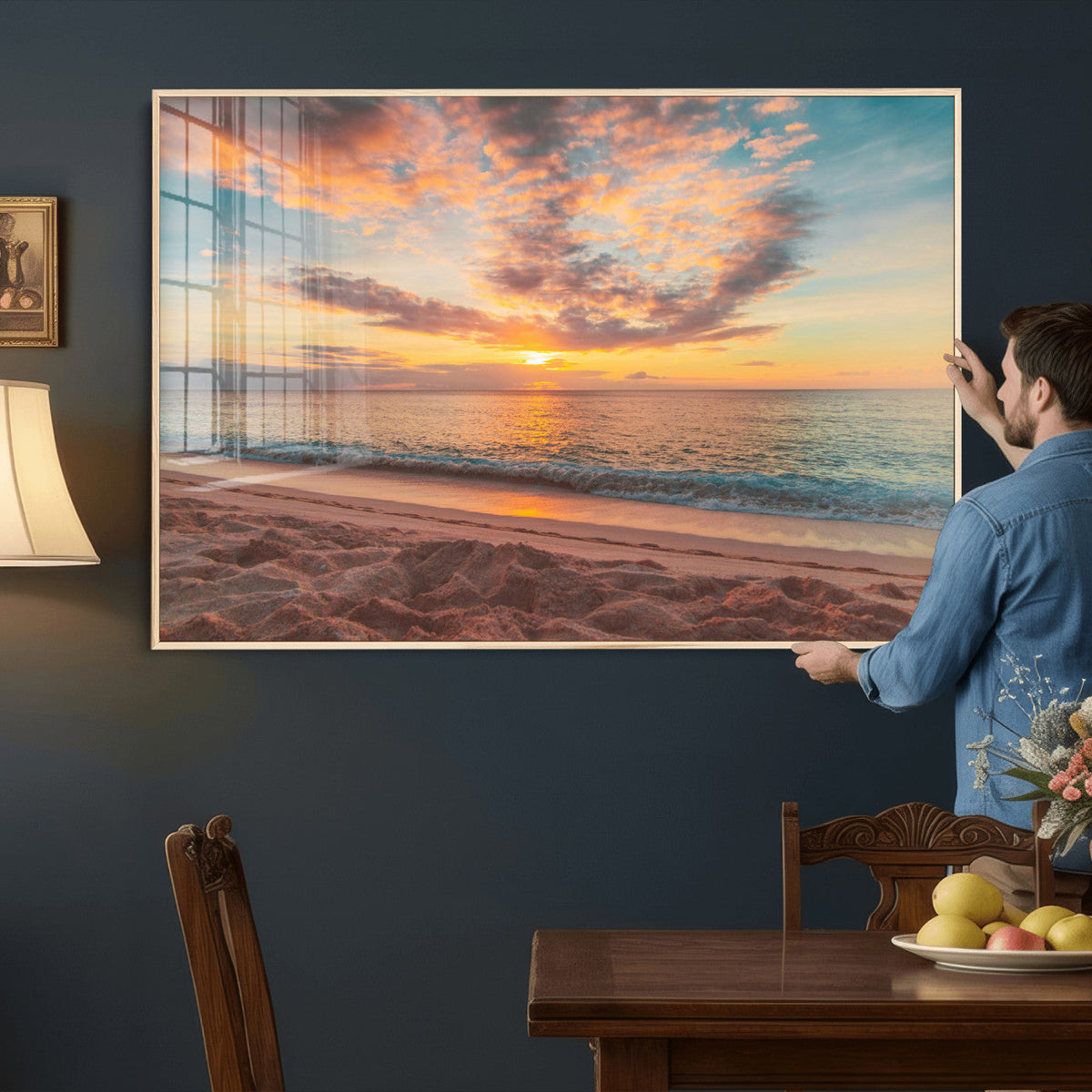 Sunset Beach Wall Art Canvas Print – Soft Coastal
