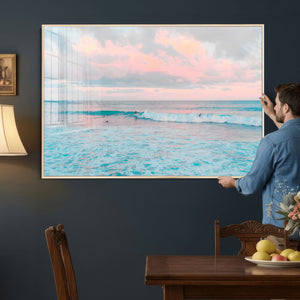 Ocean Wave Wall Art Canvas Print, Pastel Surf Seascape