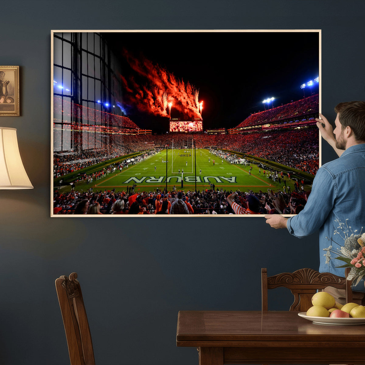 Auburn Stadium Wall Art Canvas Print, College Football Night