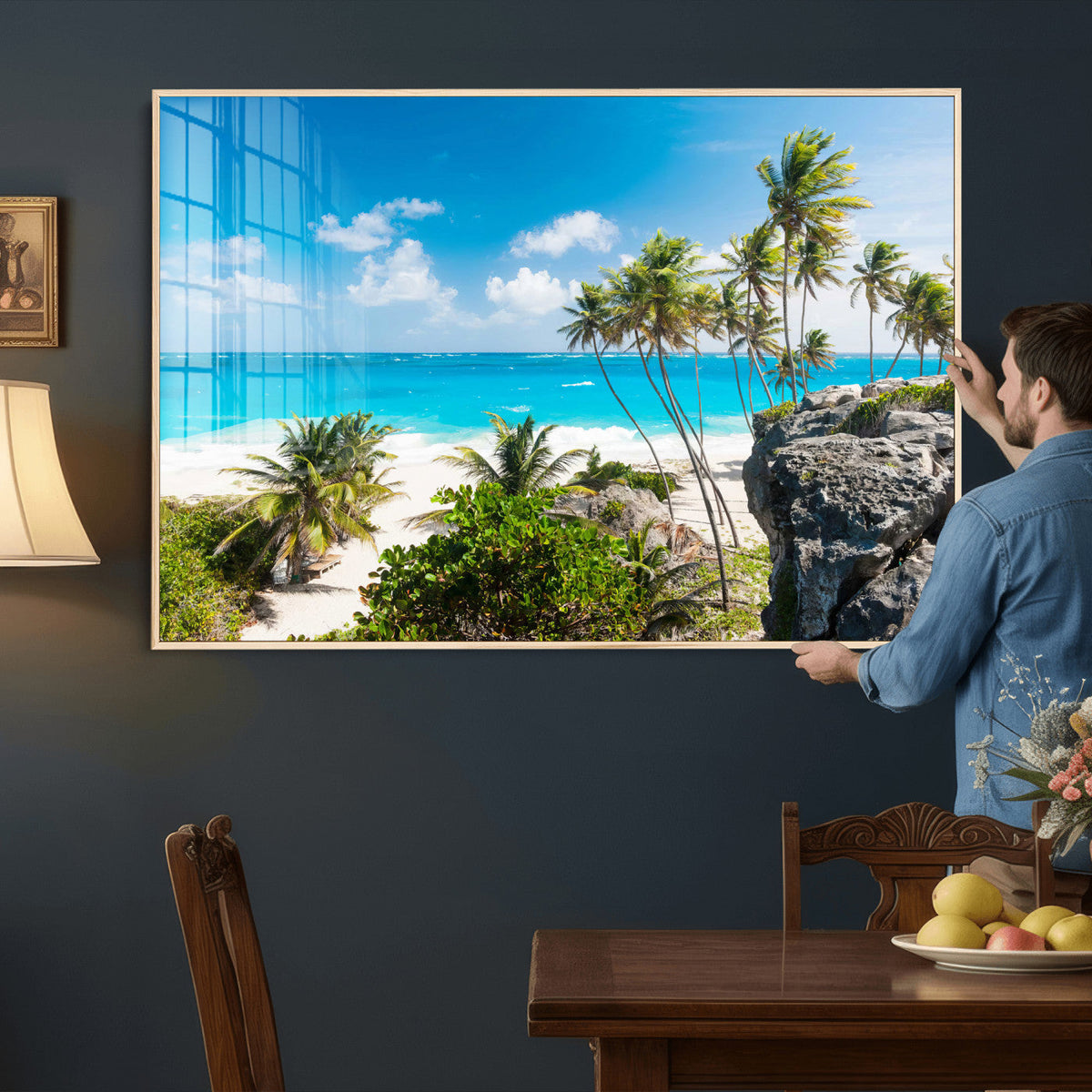 Tropical Beach Wall Art Canvas Print, Palm Tree Ocean