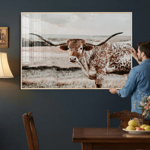 Texas Longhorn Bull Rustic Wall Art Canvas Print
