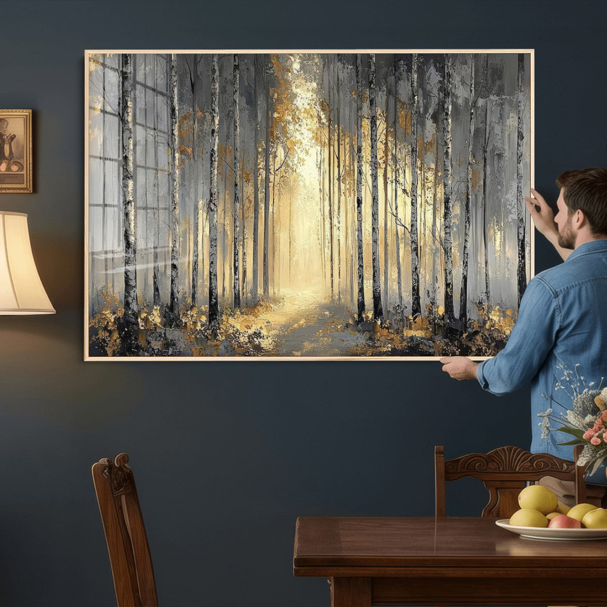 Abstract Birch Forest Wall Art Canvas Print – Modern Neutral