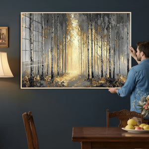 Abstract Birch Forest Wall Art Canvas Print – Modern Neutral