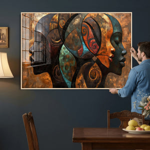 Abstract Afro American Women Wall Art Canvas Print