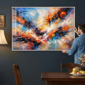 Lyrical Abstraction Wall Art Canvas Print, Orange Blue