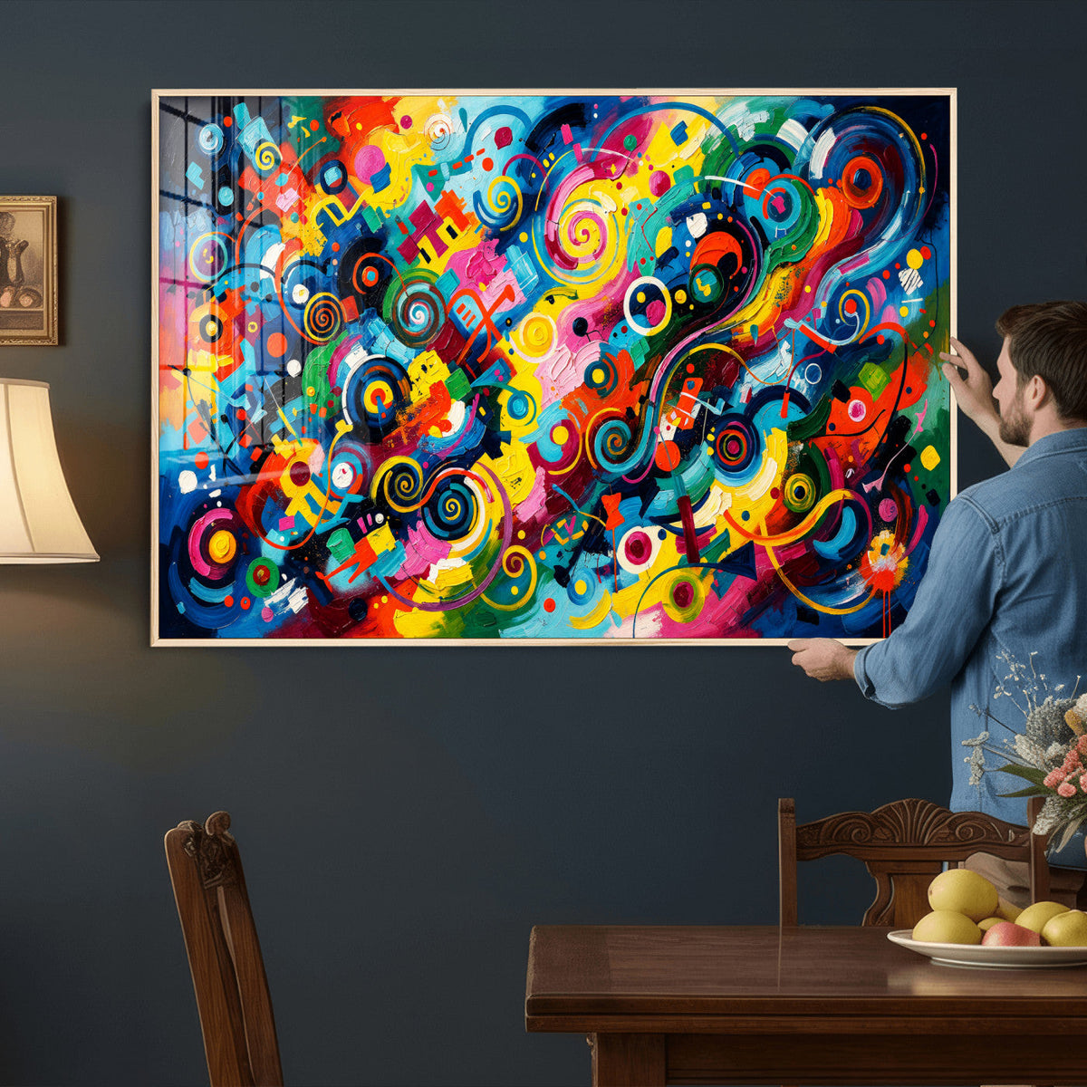 Geometric Abstract Wall Art Canvas Print, Bold Color