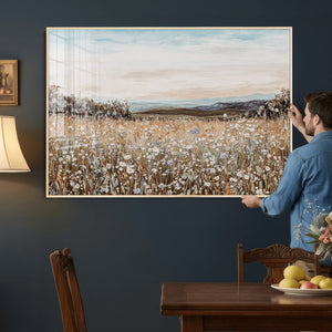 Neutral Wildflower Field Canvas Wall Art — Beige Earth Tone