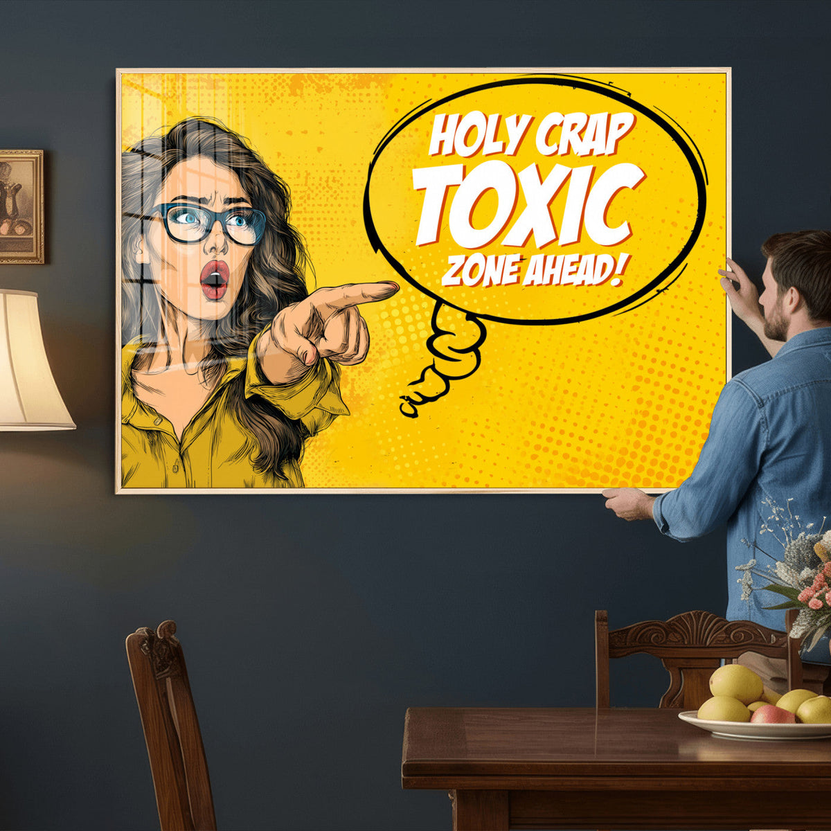 Pop Art Print Bathroom Sign Wall Art Canvas Print — Funny