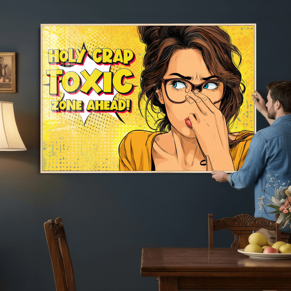 Pop Art Print Bathroom Sign Wall Art Canvas Print — Funny