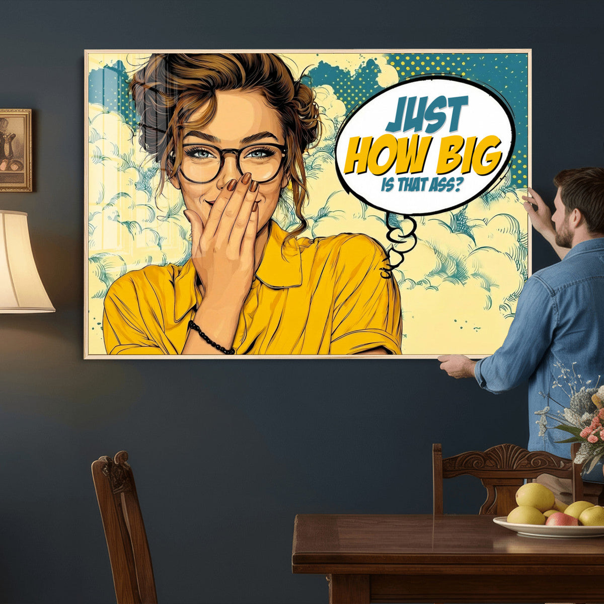 Pop Art Print Bathroom Sign Wall Art Canvas Print — Funny