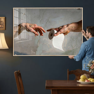 Funny Bathroom Wall Art Canvas, Creation of Toilet Paper