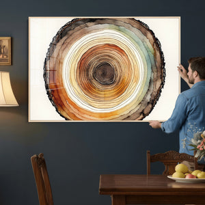 Natural Wood Slice Wall Art Canvas Print, Tree Ring Wall