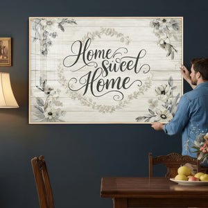 Home Sweet Home Wall Art Canvas Print, Floral Farmhouse