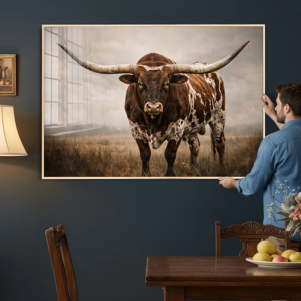Texas Longhorn Canvas Wall Art Western Bull Desert Moody