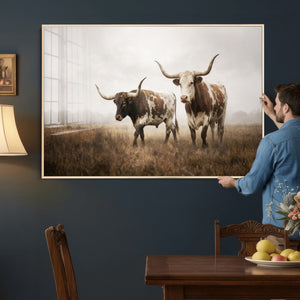 Texas Longhorn Canvas Wall Art Western Bull Desert Moody