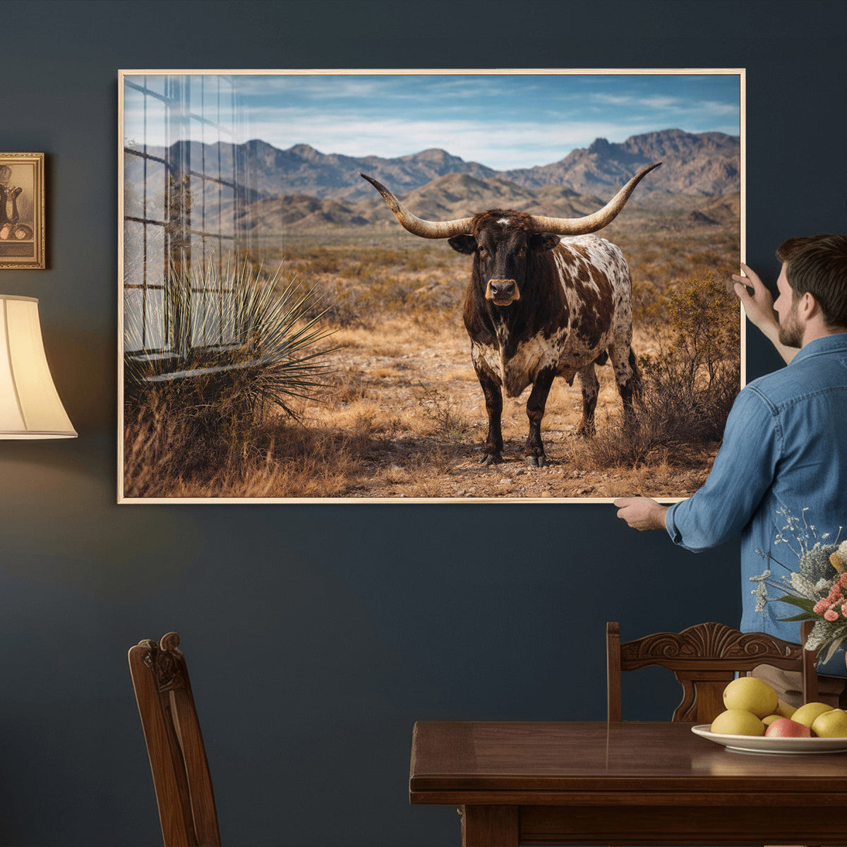 Texas Longhorn Canvas Wall Art Western Bull Desert Moody