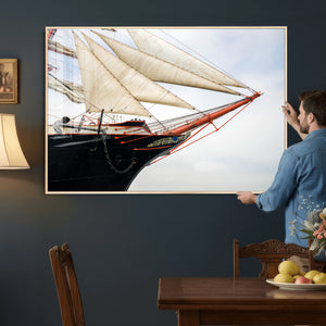 Sailboat Wall Art Canvas Print, Vintage Ship Bow Framed