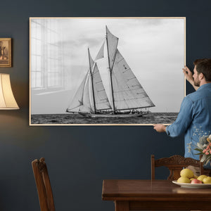 Vintage Sailboat Wall Art Canvas Print, Black and White