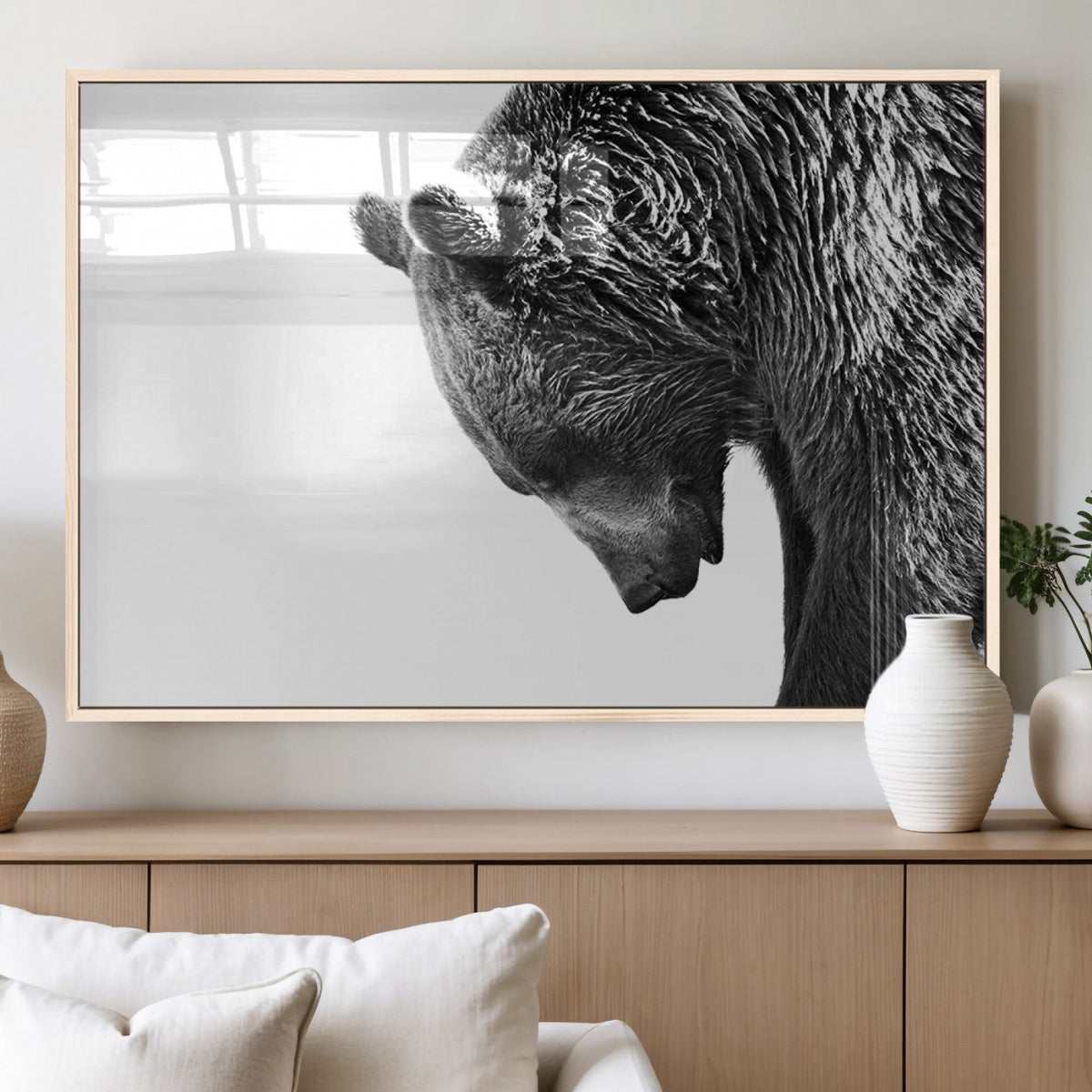 Black and White Grizzly 399 Bear Canvas Print Wall Art |