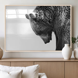 Black and White Grizzly 399 Bear Canvas Print Wall Art |