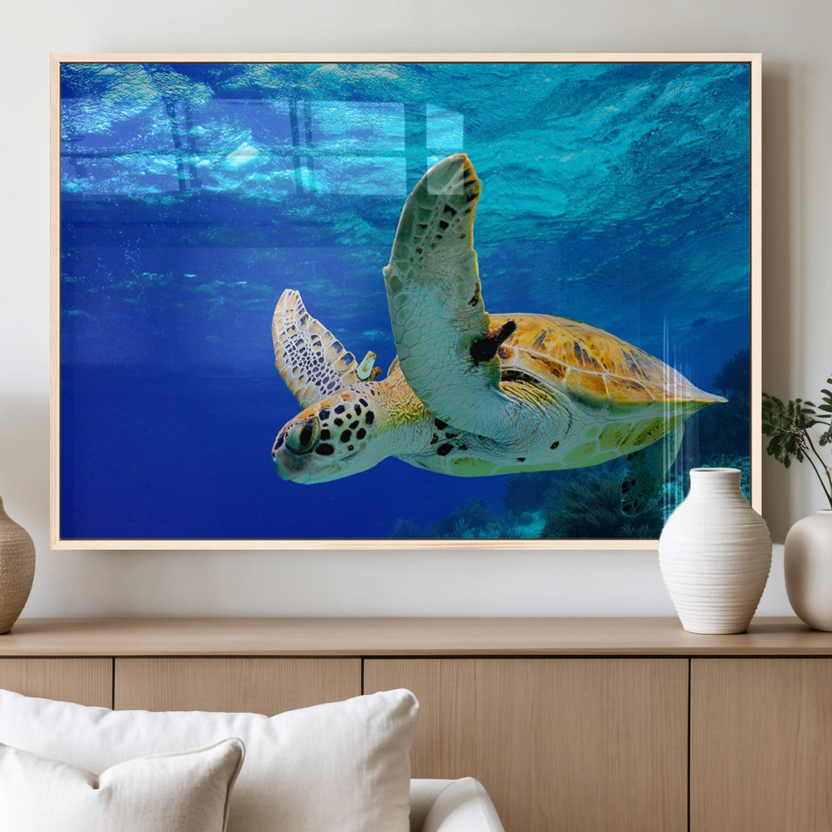 Sea Turtle Wall Art Canvas Print, Sea life in the Ocean Wall