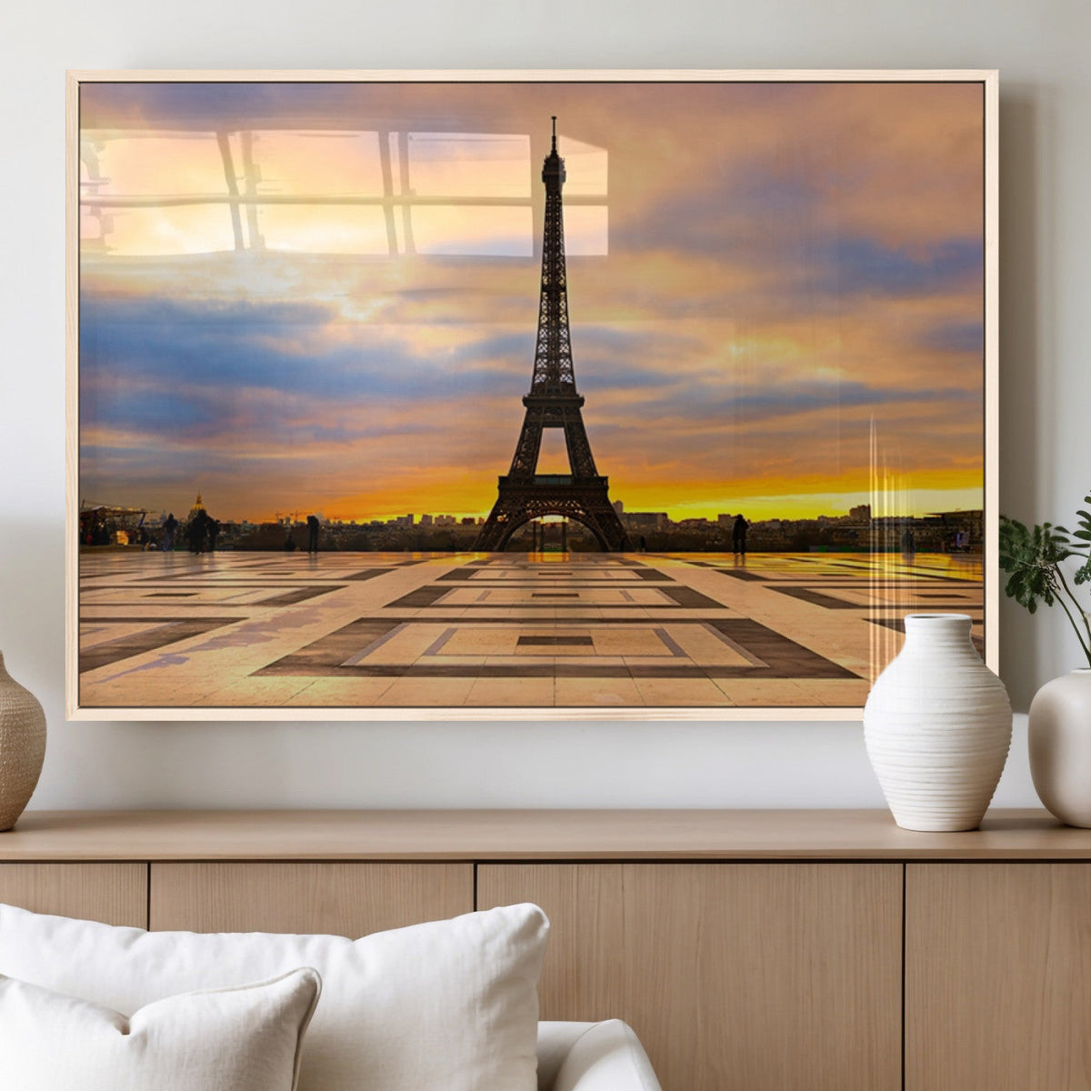 Paris Eiffel Tower Sunset Canvas Wall Art Print - Iconic