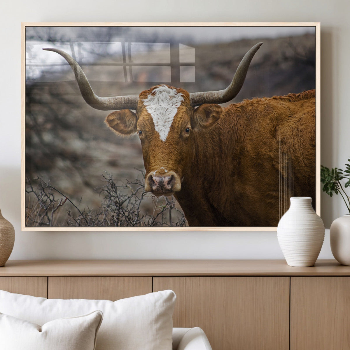 Texas Longhorn Canvas Wall Art - Longhorn Steer Canvas Wall