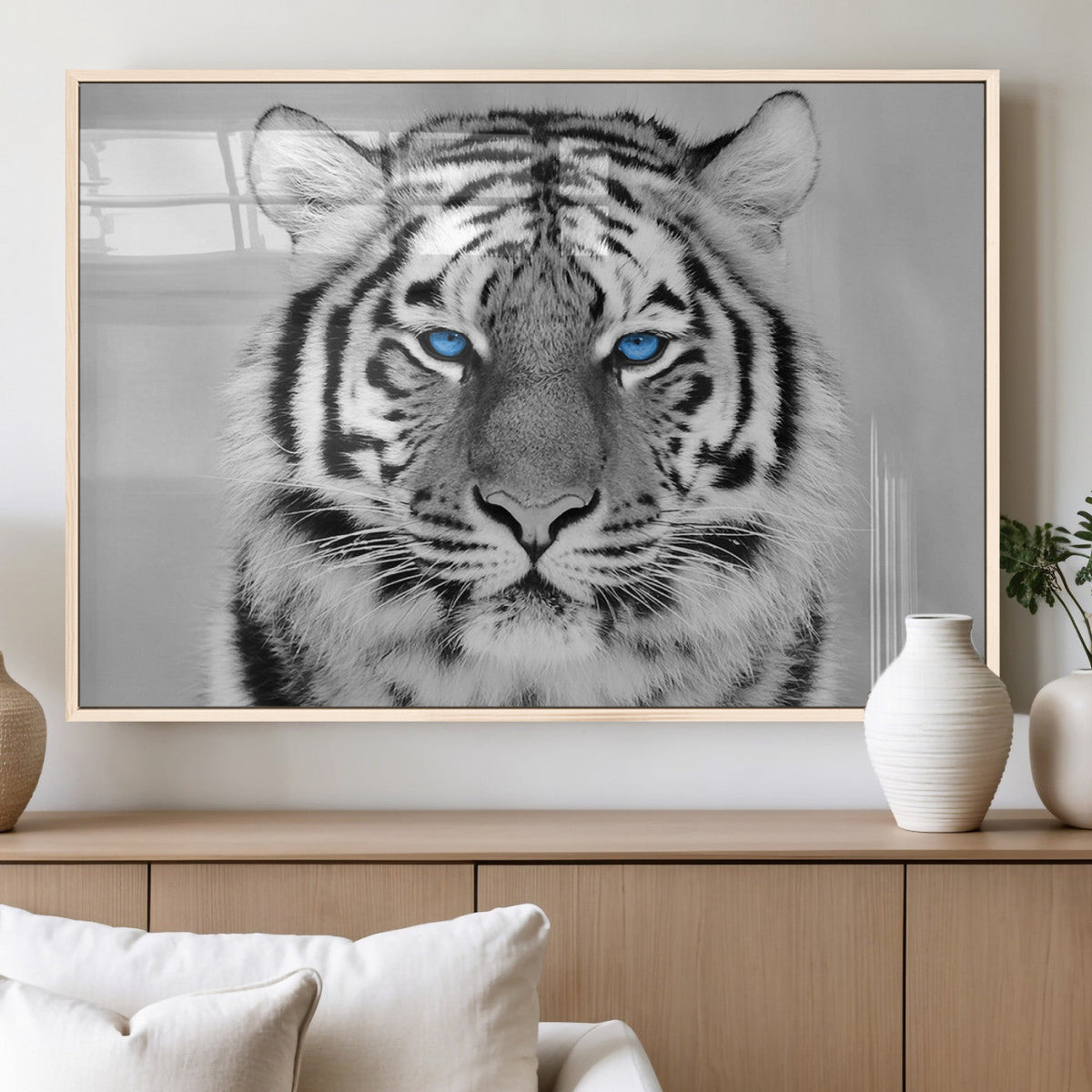 Black and White Tiger Wall Art Animal Canvas Print