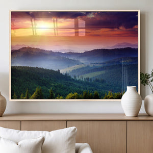 Mountain and Sunset Wall Art Canvas Print