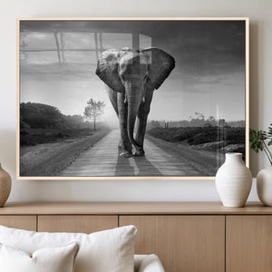 Black and White Elephant Wall Art Canvas Print
