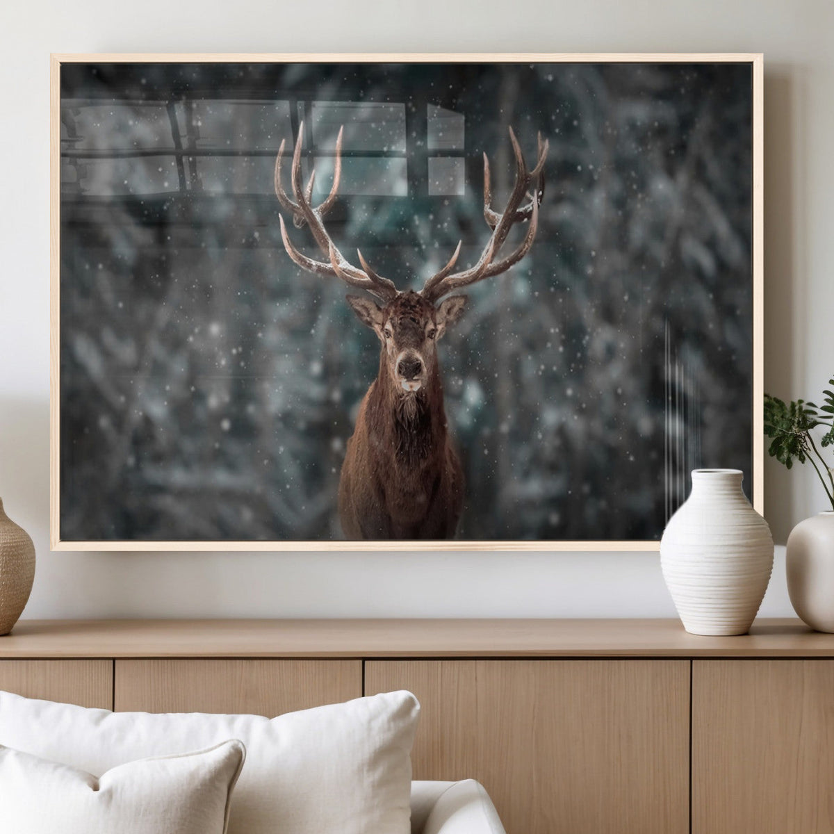 Wall Art Deer Art Animal Canvas, Framed Wall Art Deer Canvas