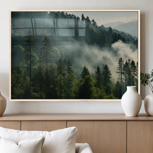 Misty Forest Wall Art Premium Canvas Print a Foggy and