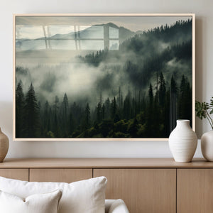 Captivating Misty Forest Wall Art Premium Canvas Print a