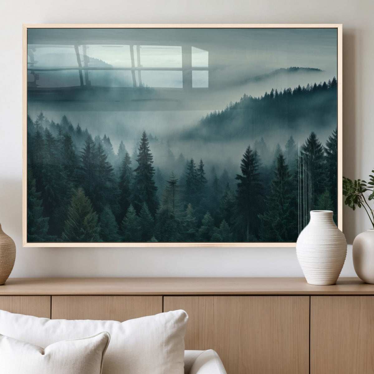 Captivating Misty Foggy Forest Wall Art Premium Canvas Print