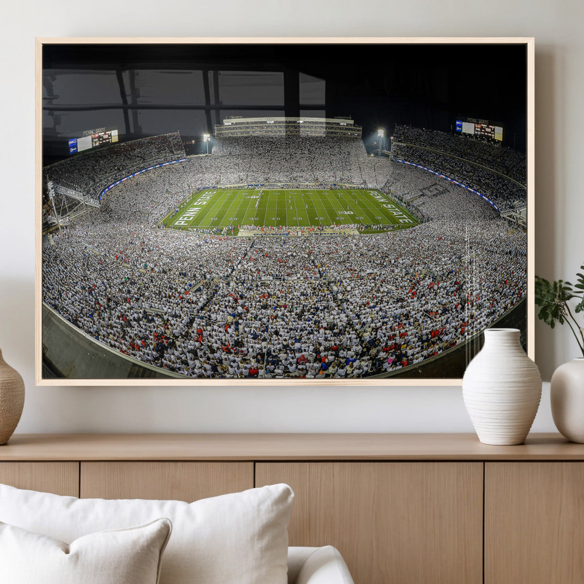 Beaver Stadium Night Game Triple Canvas Wall Art - Penn