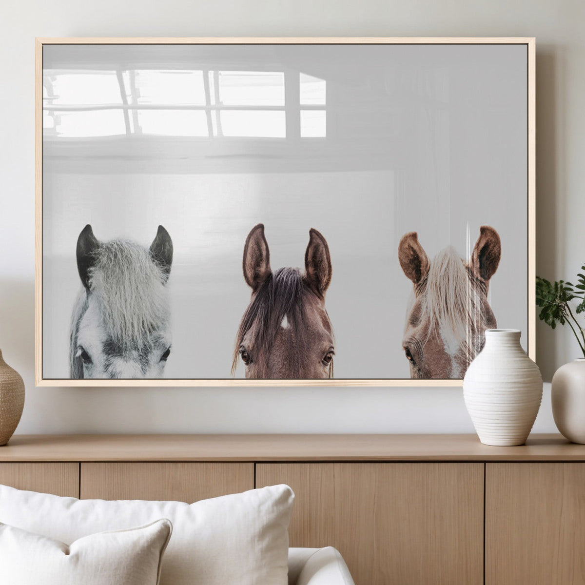 Horse Wall Art - Minimalist Horse Triptych Wall Art – Modern
