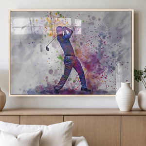 Watercolor Golf Swing Wall Art Canvas Print | Vibrant