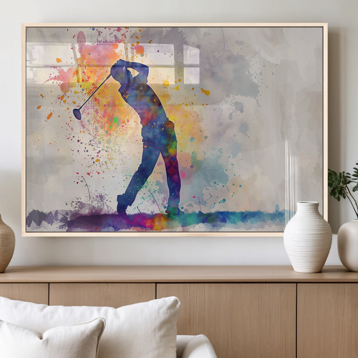 Watercolor Golf Swing Wall Art Canvas Print | Vibrant