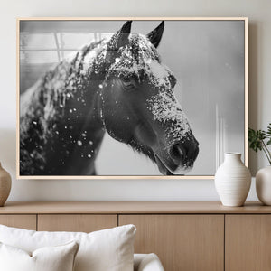 Horse Canvas Print - Winter Horse Snow Wall Art Canvas Print
