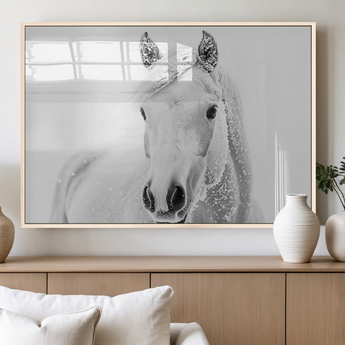 Majestic White Horse Wall Art | Ready to Hang and Framed |